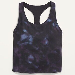 Old Navy Active Powersoft Black Tie Dye Racerback Tank Top Built-In Bra Sz Large